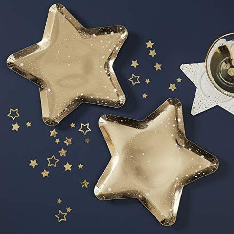 gold-foiled-christmas-star-paper-plates-x-8-tableware|POP-428|Luck and Luck| 1