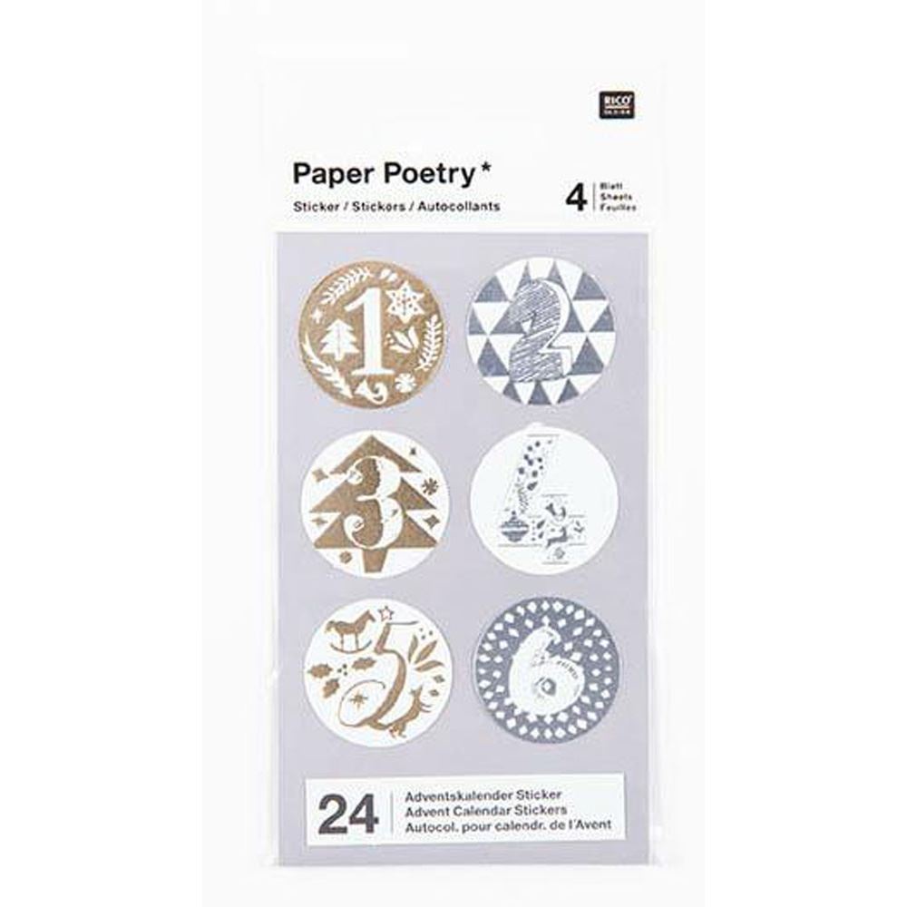 advent-stickers-1-24-silver-and-gold-foil-xmas-advent-calendar-craft|08792.76.67|Luck and Luck| 1