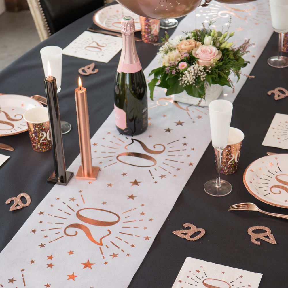 rose-gold-age-20-table-runner-decoration|734400300020|Luck and Luck| 3
