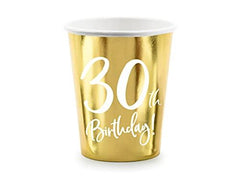 30th-birthday-gold-paper-party-cups-decorations-x-6|KPP7330019M|Luck and Luck| 1