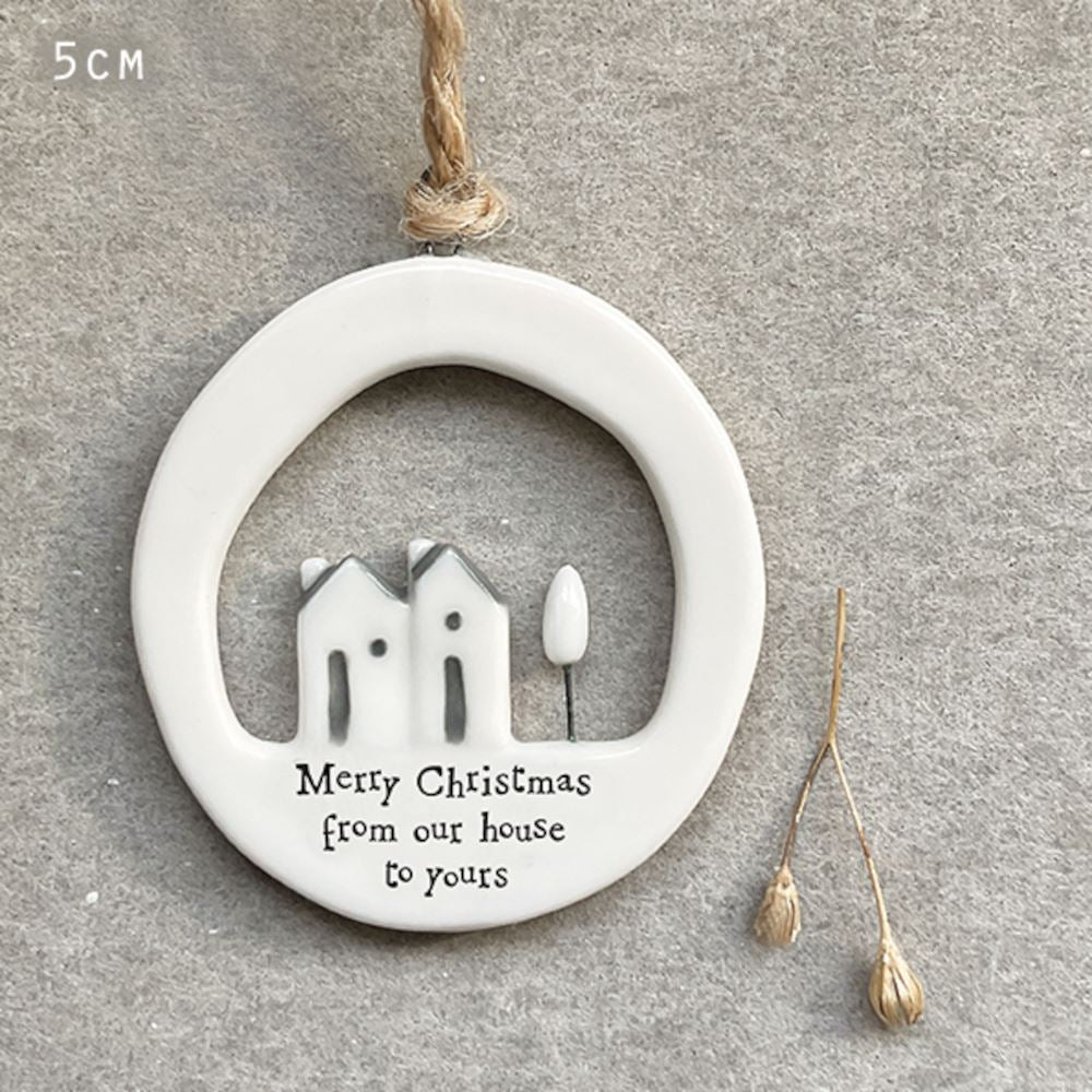 east-of-india-cut-out-porcelain-hanger-merry-christmas-from-our-house|6640|Luck and Luck| 1