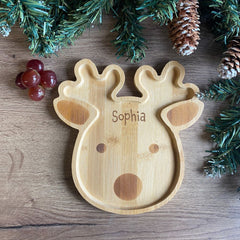 personalised-reindeer-bamboo-childrens-plate-eco-friendly|LLWWJQYXM001|Luck and Luck| 1