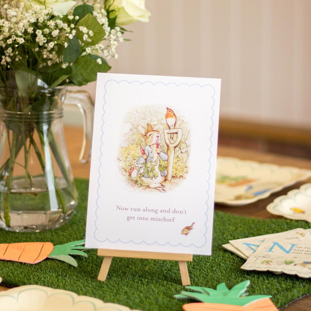 peter-rabbit-now-run-along-sign-and-easel-party-christening-table-decoration|LLSTWPRRUN|Luck and Luck| 1