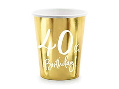 40th-birthday-gold-paper-party-cups-decorations-x-6|KPP7340019M|Luck and Luck| 1