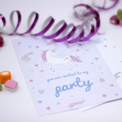 unicorn-invites-pastel-with-envelopes-set-of-6-unicorn-party-celebration|LLINVUNIPAST|Luck and Luck| 1