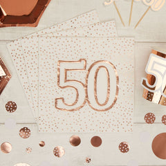 rose-gold-spotty-50th-birthday-paper-party-napkins-x-16-3ply|778265|Luck and Luck| 1