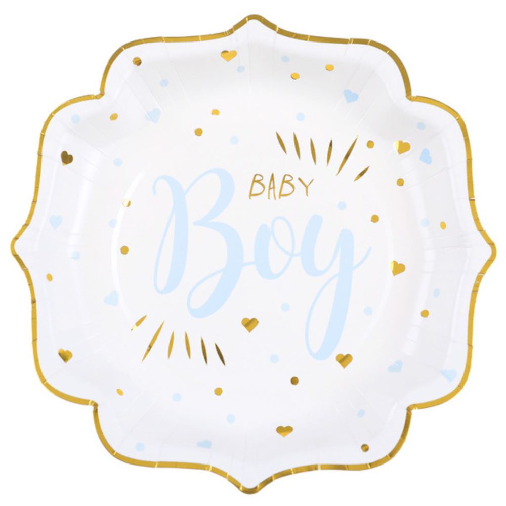 white-and-gold-baby-boy-paper-plates-x-10-baby-shower|725200000006|Luck and Luck|2