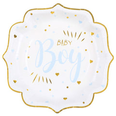 white-and-gold-baby-boy-paper-plates-x-10-baby-shower|725200000006|Luck and Luck|2