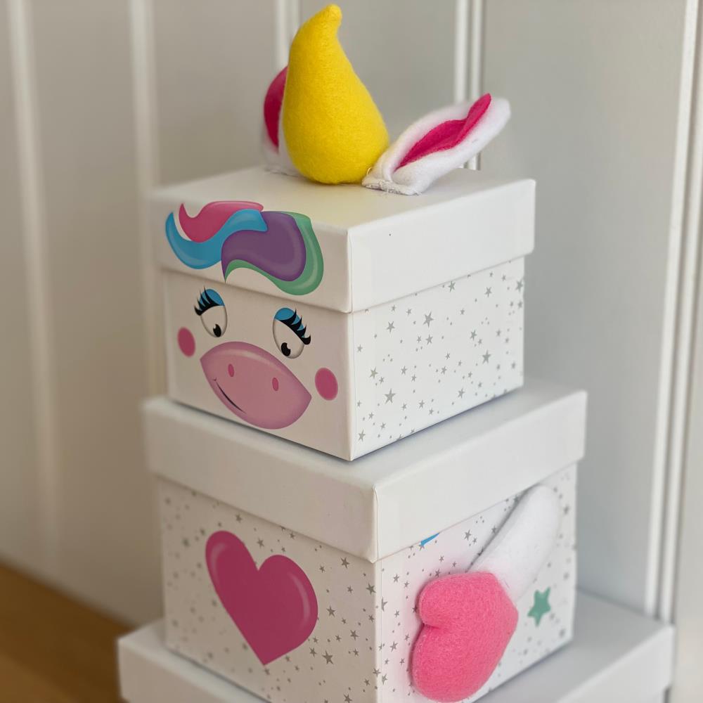 childrens-set-of-3-stacking-unicorn-gift-boxes|K-29061-BXC|Luck and Luck| 3