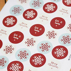 east-of-india-christmas-stickers-sheet-snowflake-merry-christmas-round-x-40|1728|Luck and Luck| 1