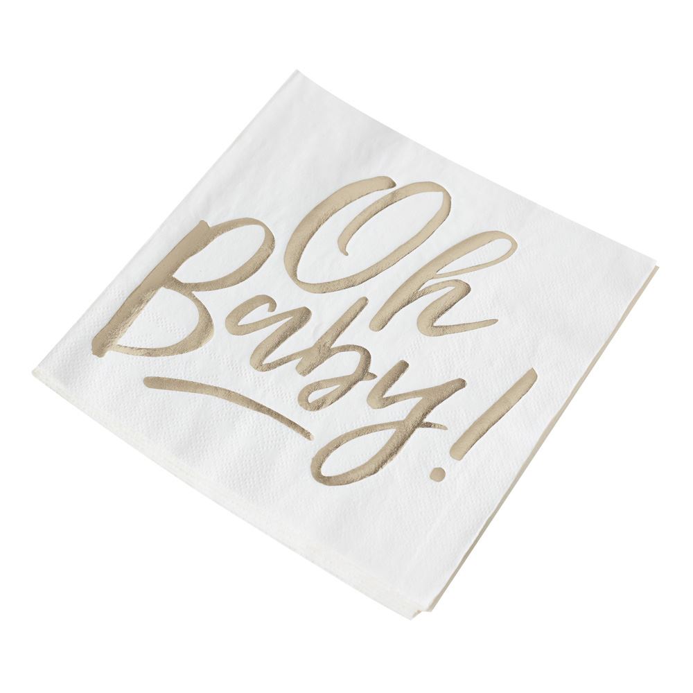gold-foiled-oh-baby-baby-shower-paper-party-napkins-x-16|OB-103|Luck and Luck|2