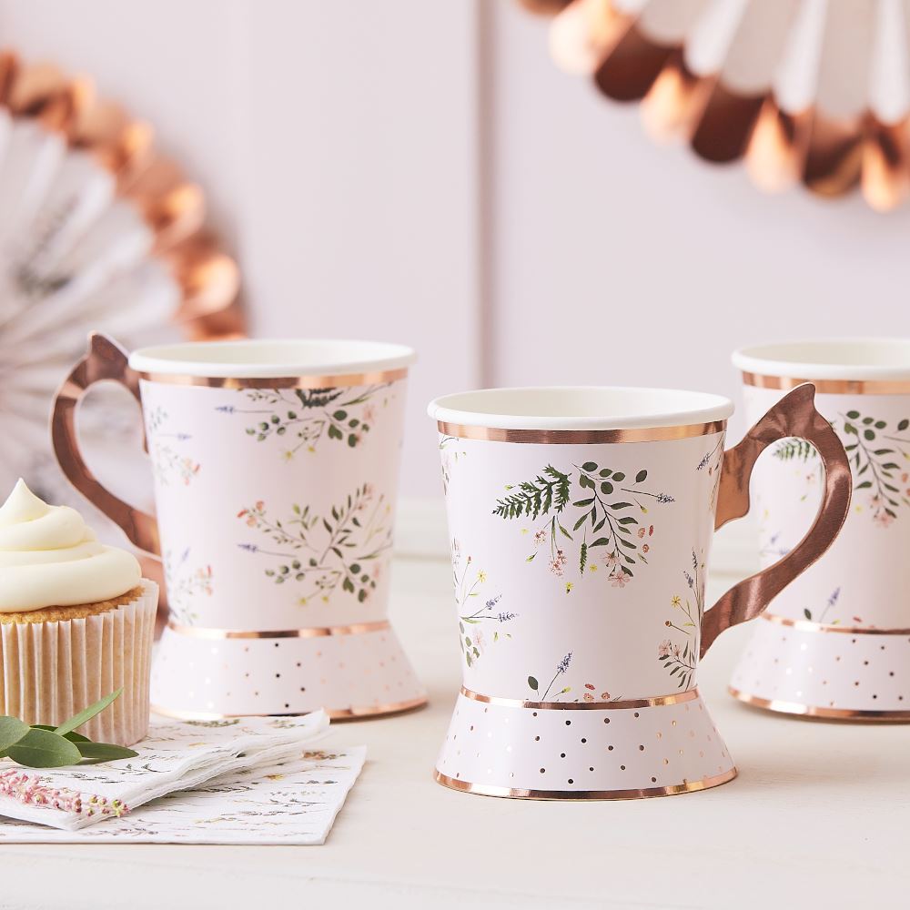 afternoon-tea-party-paper-cups-floral-x-8|TEA610|Luck and Luck| 1