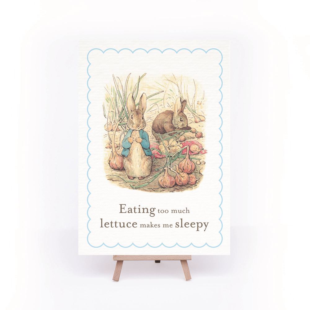 peter-rabbit-a4-sign-easel-eating-too-much-lettuce-makes-me-sleepy|STWPRLETTUCEA4|Luck and Luck| 1