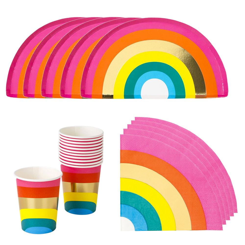 rainbow-party-pack-for-12-cups-plates-and-napkins|RAINPP|Luck and Luck| 1