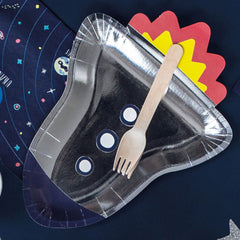 spaceship-silver-paper-party-plates-x-6-childrens-space-party|TPP48|Luck and Luck| 1
