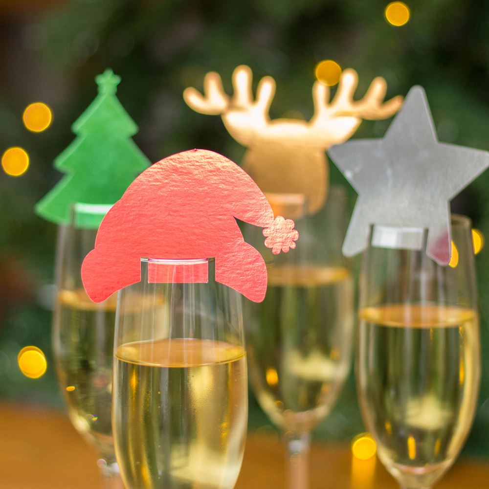 novelty-christmas-drinks-toppers-x-4-hat-reindeer-star-and-tree-|LLWWCTHSDT|Luck and Luck|2