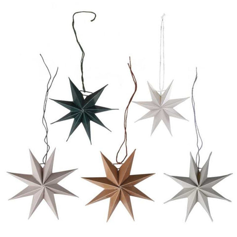 paper-star-christmas-tree-decorations-mixed-colours-x-5|COS-109|Luck and Luck|2