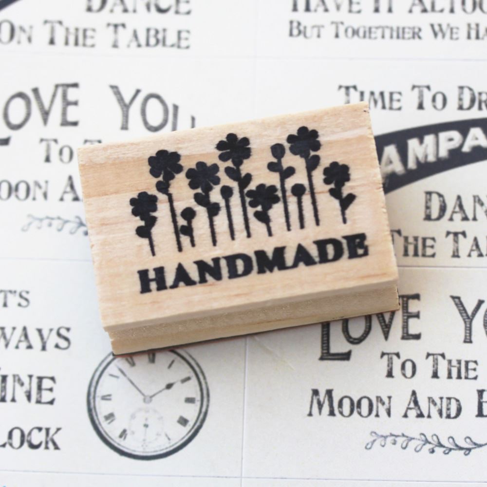 handmade-with-flowers-design-wooden-rubber-stamp-craft-scrapbooking|7A321|Luck and Luck|2