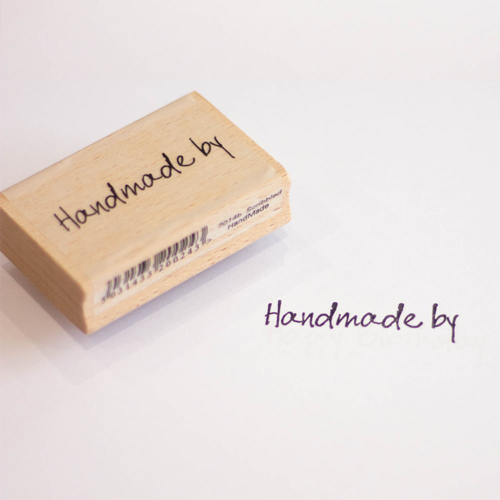 scribbled-handmade-by-wooden-rubber-craft-stamp|7014B|Luck and Luck| 1