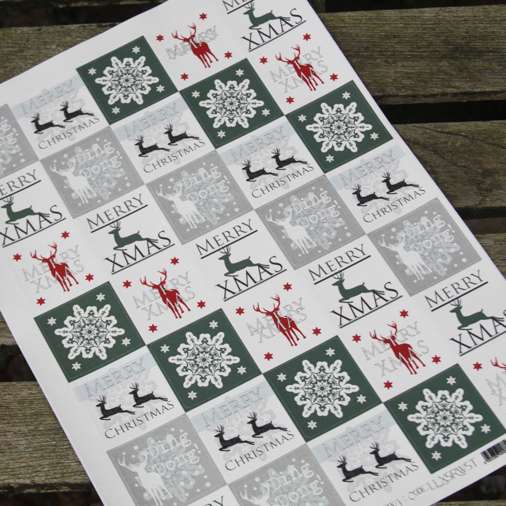 christmas-stickers-snowflake-and-reindeer-in-white-green-x-35-xmas|LLXSRWST|Luck and Luck| 5