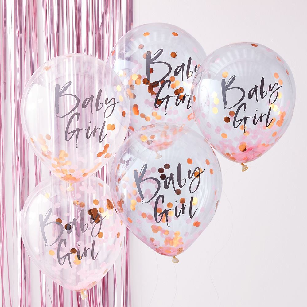 rose-gold-and-pink-baby-girl-confetti-balloons-x-5-baby-shower|TW-801|Luck and Luck| 3