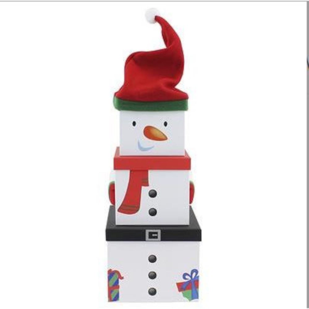 large-snowman-stackable-christmas-boxes-3pack|X-29475-BXC|Luck and Luck| 4