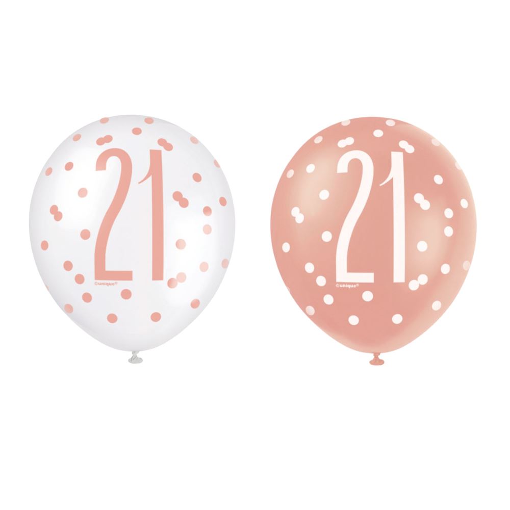 rose-gold-age-21-latex-balloons-x-6|84916|Luck and Luck| 1