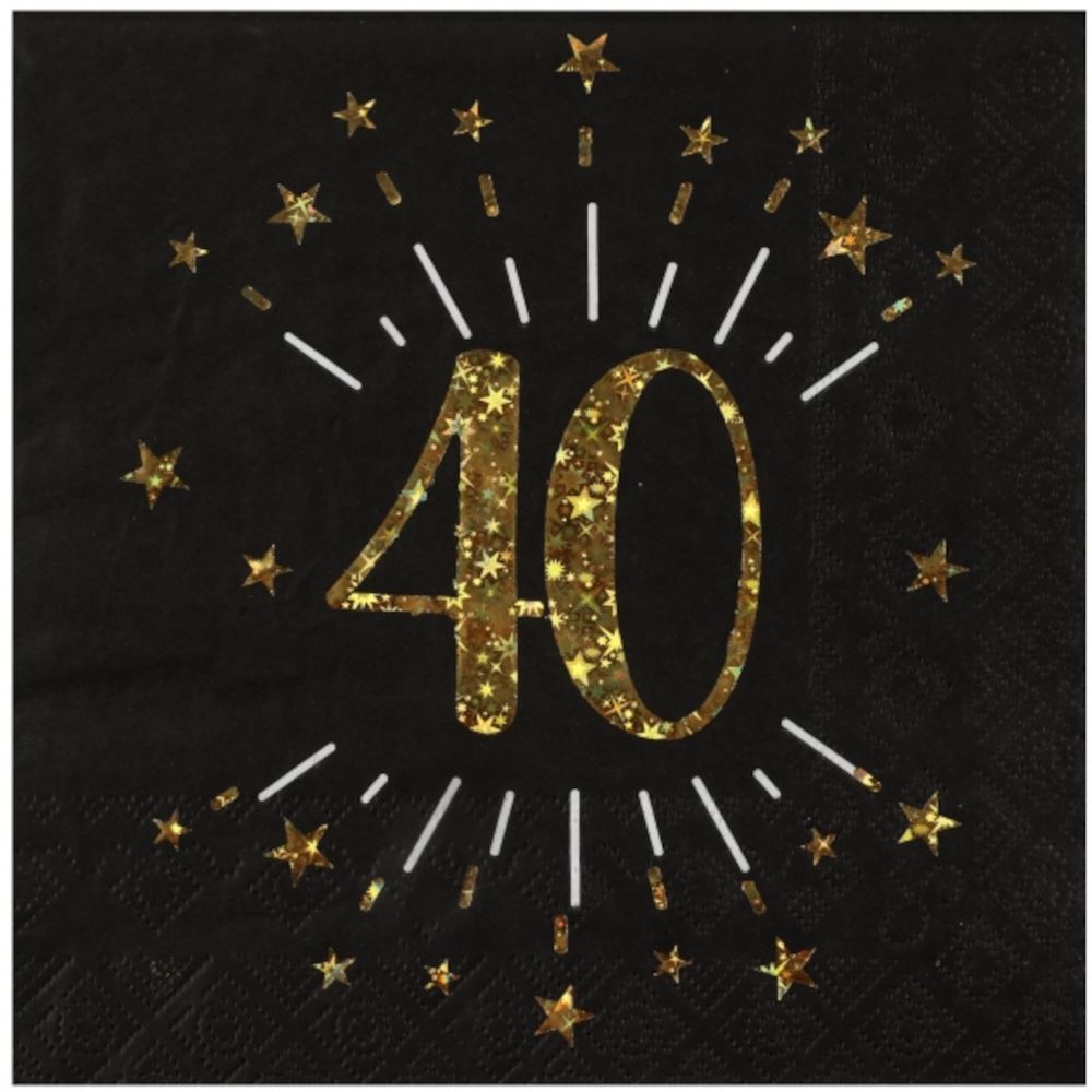 age-40th-birthday-black-gold-paper-party-napkins-x-10|679000000040|Luck and Luck| 1