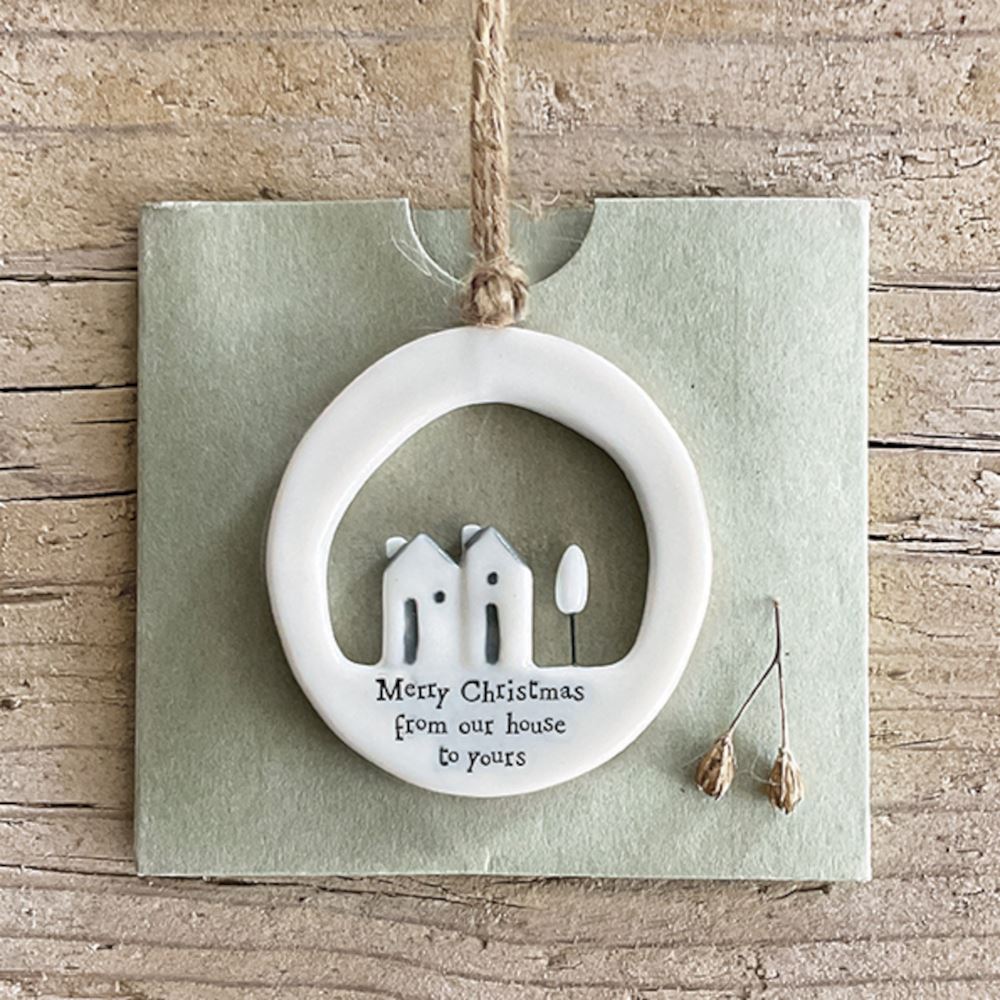 east-of-india-cut-out-porcelain-hanger-merry-christmas-from-our-house|6640|Luck and Luck|2