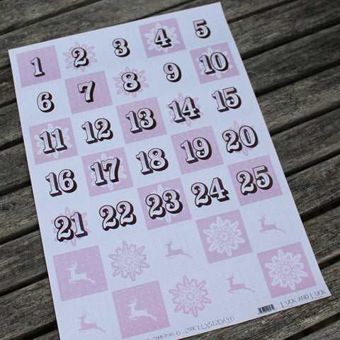 christmas-stickers-advent-christmas-stickers-pink-1-25-craft-x-35|LLXS12DAY6|Luck and Luck| 6