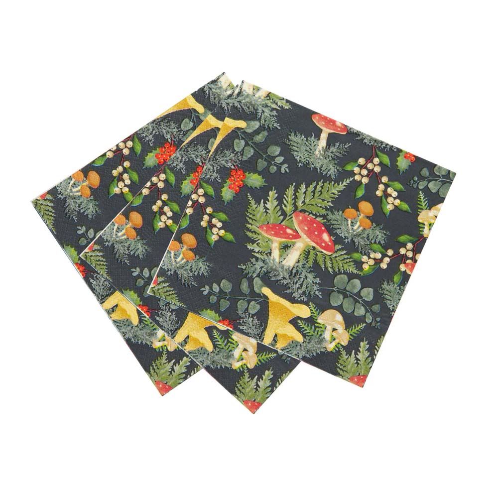 enchanting-forest-mushroom-themed-christmas-paper-napkins-x-20|FOREST-NAPKIN|Luck and Luck| 1