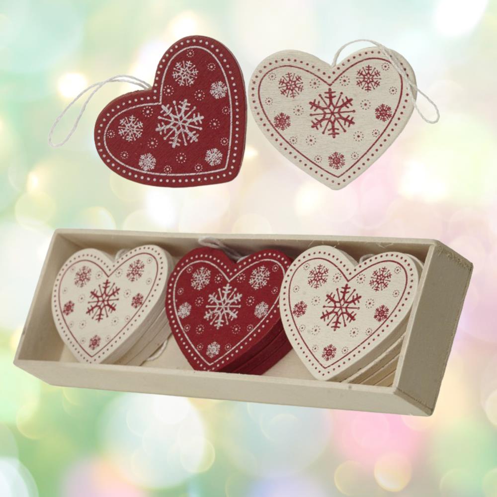 wooden-red-and-cream-hearts-box-of-12-christmas-tree-decorations|XX800C|Luck and Luck| 1