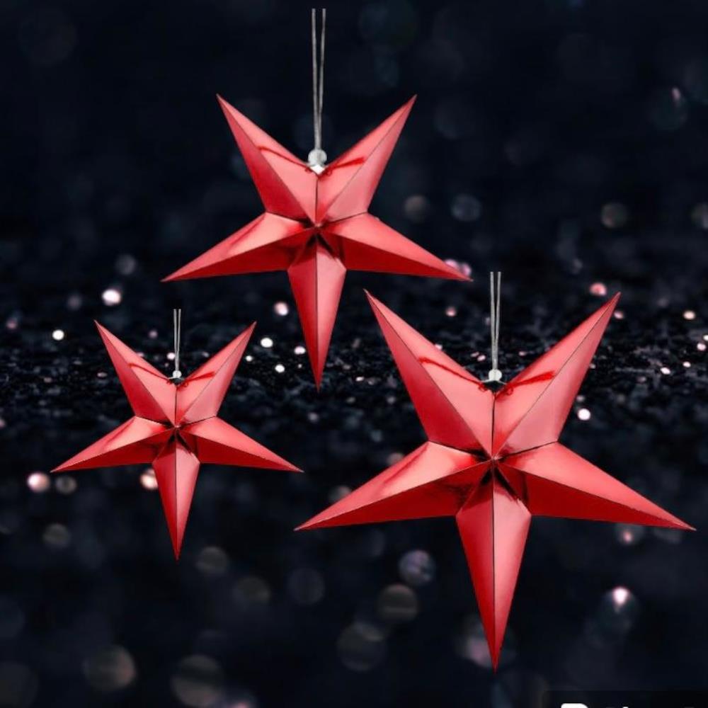 red-hanging-stars-christmas-decoration-30cm-45cm-and-70cm|LLREDSTARSX3|Luck and Luck| 1