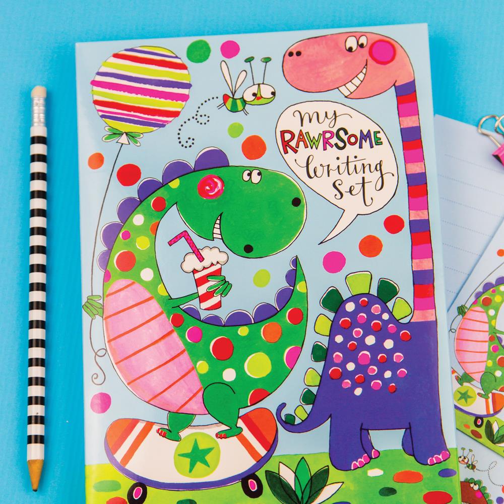 dinosaur-childrens-writing-set-with-gift-paper-envelopes-and-stickers|WS27|Luck and Luck| 1