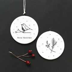 east-of-india-flat-porcelain-bauble-merry-christmas-robin-keepsake-gift|6538|Luck and Luck|2