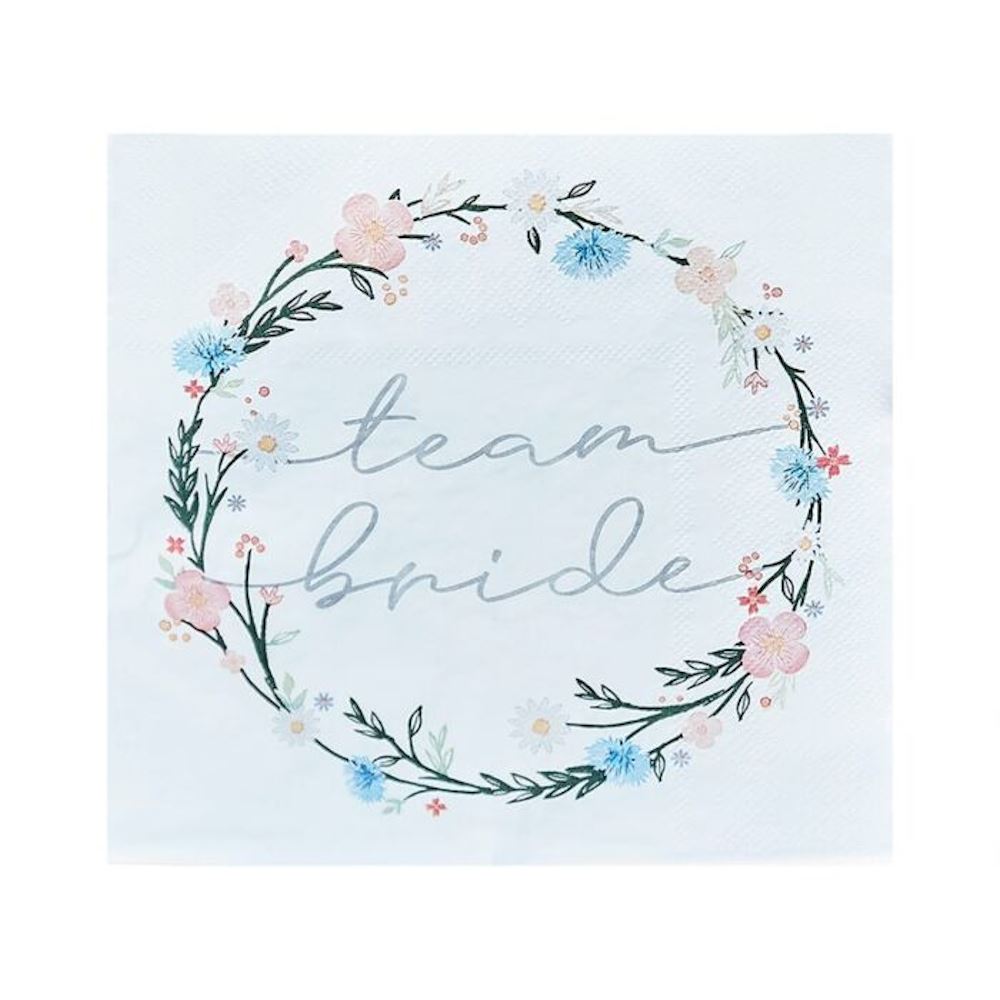 team-bride-hen-party-floral-paper-napkins-x-16|BOHO-300|Luck and Luck|2