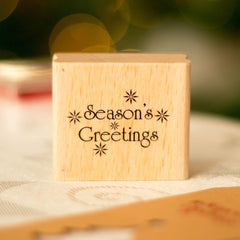 seasons-greetings-wood-mounted-rubber-ink-stamp|103A|Luck and Luck| 1