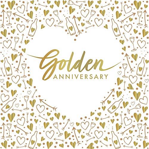golden-anniversary-wedding-foil-paper-party-napkins-3-ply-x-16|J044 |Luck and Luck| 1