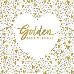 golden-anniversary-wedding-foil-paper-party-napkins-3-ply-x-16|J044 |Luck and Luck| 1