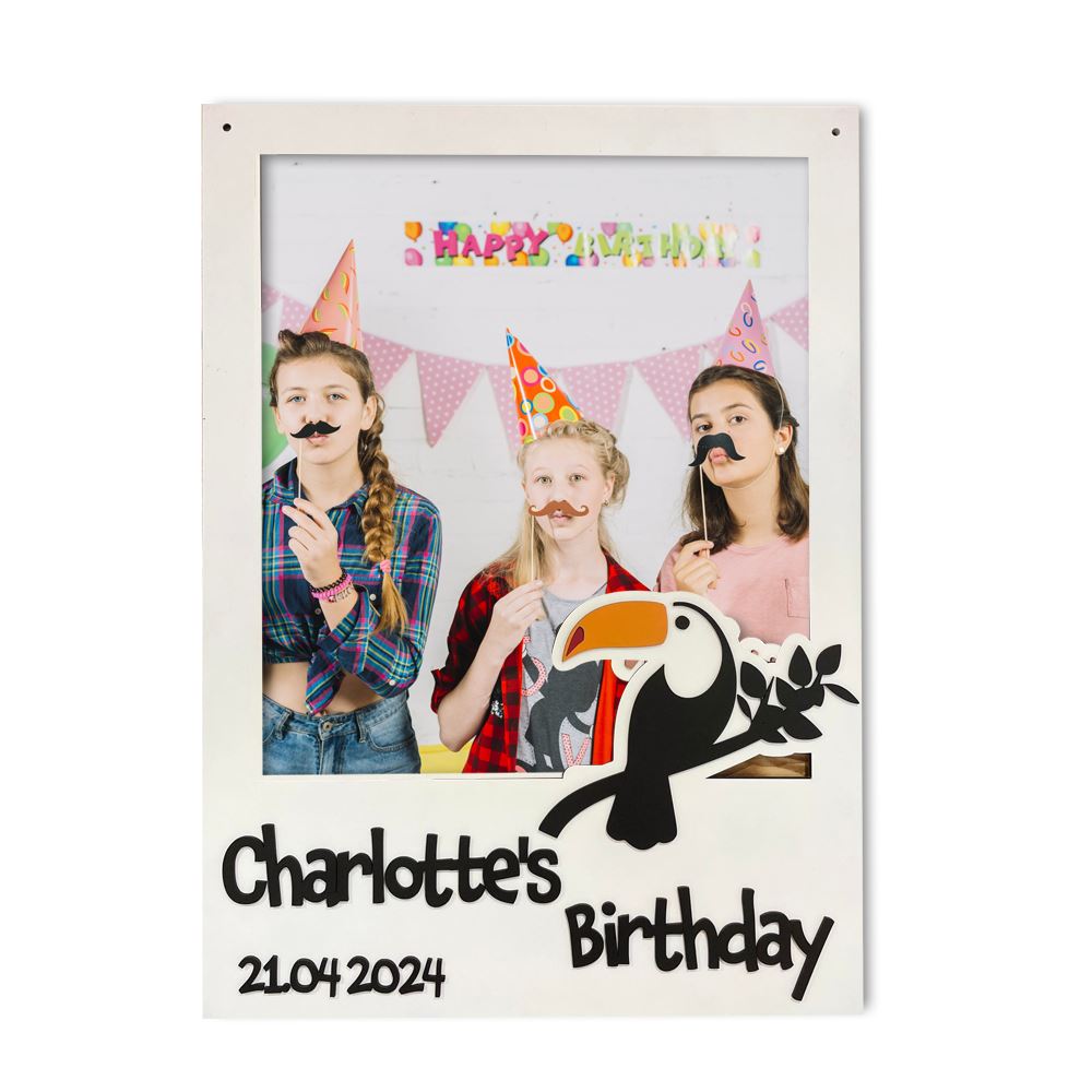 personalised-wooden-photo-booth-frame-with-toucan-design|LLWWPBTOUCAN|Luck and Luck| 1