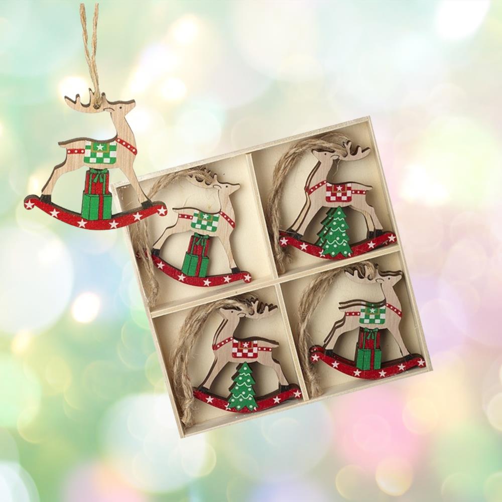 wooden-christmas-rocking-reindeers-hanging-tree-decorations-x-8|PEA278|Luck and Luck| 1