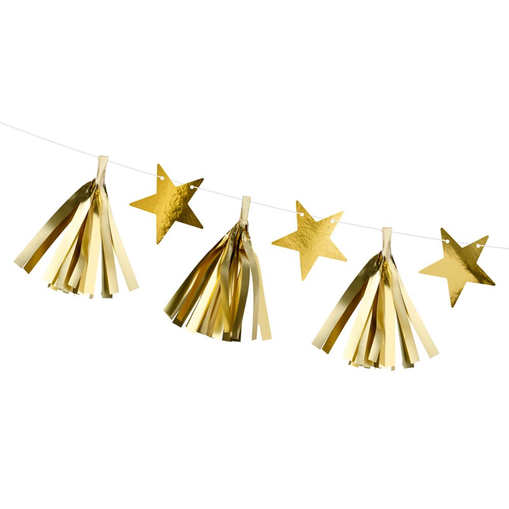 gold-tassel-and-star-garland-christmas-wedding-decoration-2m|GL24-019ME|Luck and Luck|2