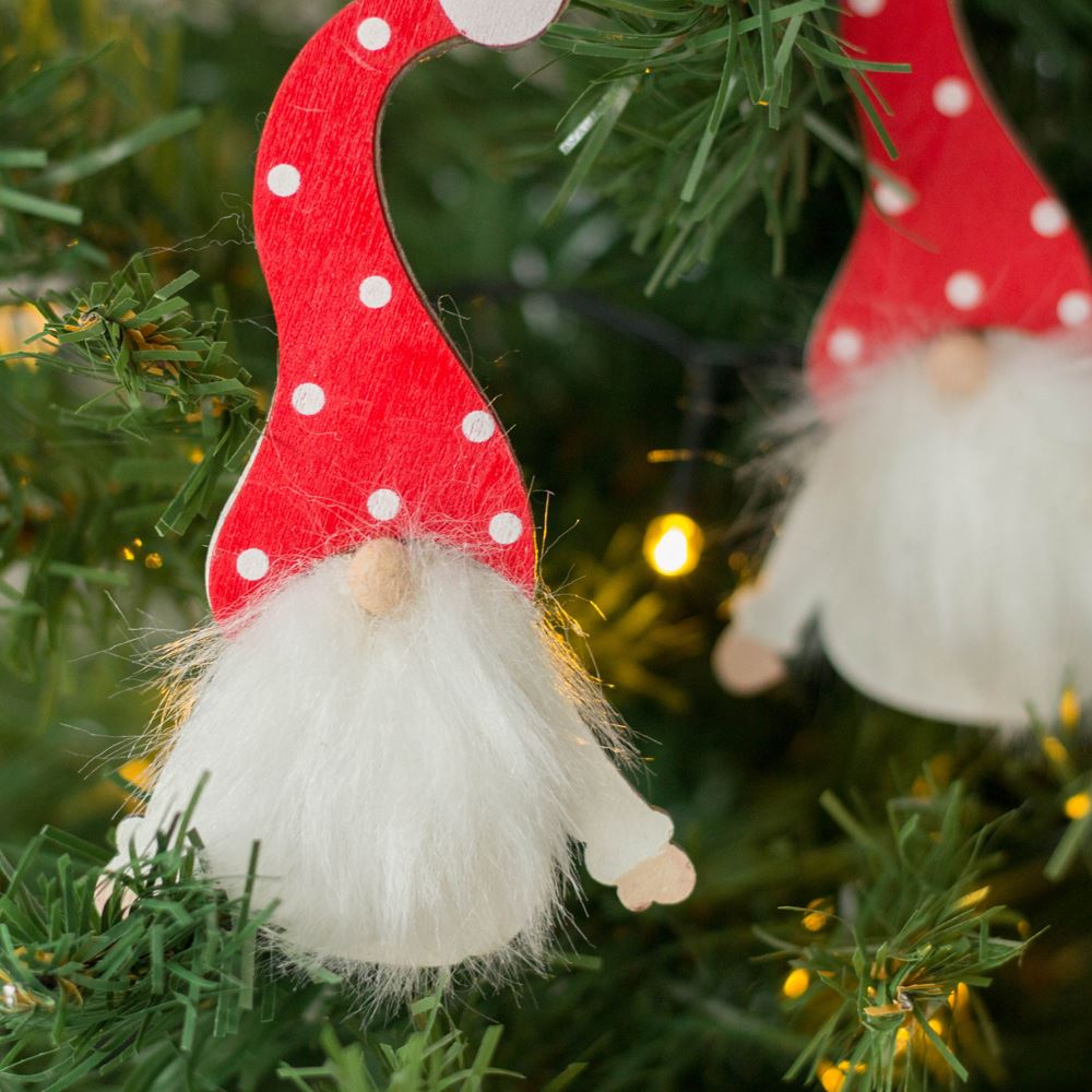 christmas-spotty-hat-wooden-gonk-set-of-2-tree-decoration|HO741|Luck and Luck| 1