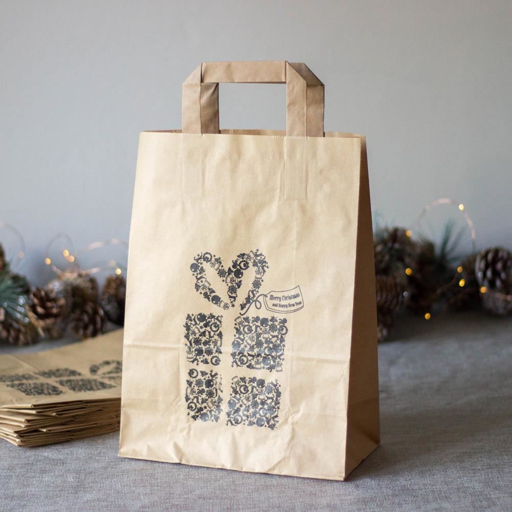 brown-kraft-paper-gift-bag-merry-christmas-present-set-of-6|KBMCPRESENT|Luck and Luck| 1