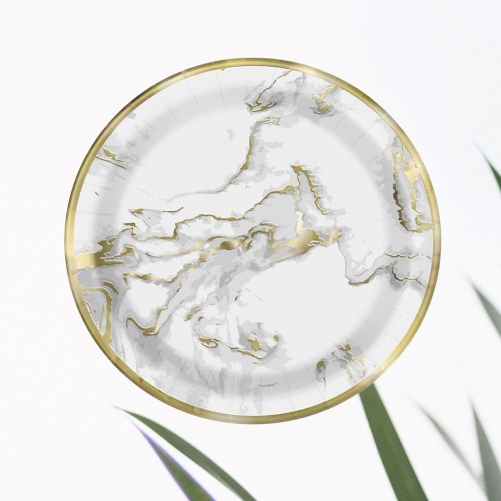 small-7-dessert-plates-gold-foil-marble-design-x-10|73904|Luck and Luck| 1