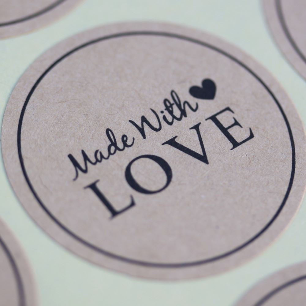 round-kraft-sticker-handmade-with-love-x-36-rustic-vintage-style|9A395|Luck and Luck| 3