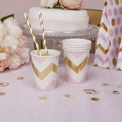 paper-party-cups-pink-chevron-x-8-birthday-partyware|771648|Luck and Luck| 1