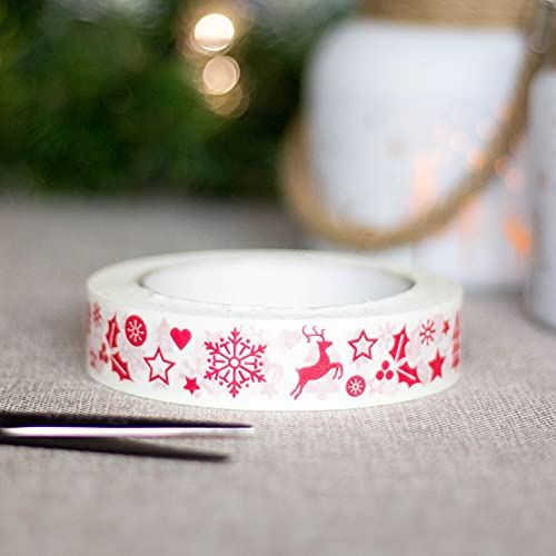 nordic-red-and-white-christmas-paper-tape-50m|LLTAPEWNORDIC|Luck and Luck| 1