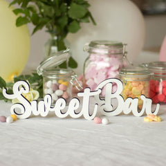 wooden-sweet-bar-standing-table-sign-wedding-party-font-1-white|LLWWSBMF1|Luck and Luck| 1