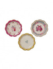 alice-in-wonderland-style-vintage-floral-paper-plates-pink-blue-afternoon-tea-x-12|TS3PLATE|Luck and Luck|2